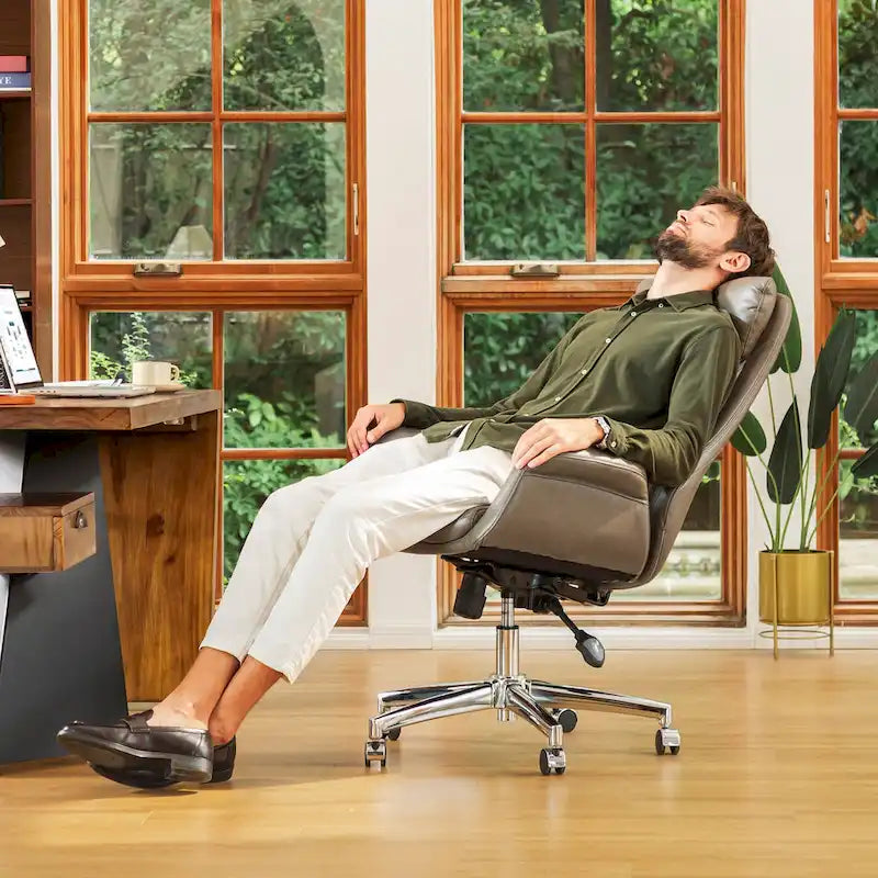 Fauteuil de bureau de direction pivotant, réglable, en similicuir à dossier haut par