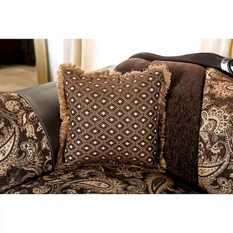 Causeuse semi-ferme Dayaram en chenille marron traditionnelle