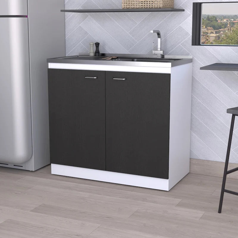 Meuble sous-évier avec lavabo utilitaire à 2 portes rectangulaire Brookeline