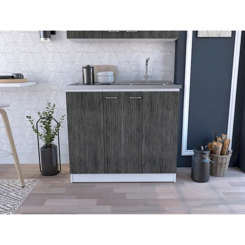 Meuble sous-évier avec lavabo utilitaire à 2 portes rectangulaire Brookeline