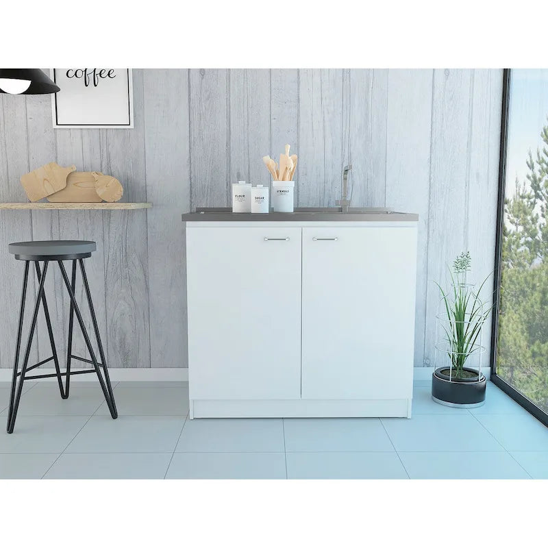 Meuble sous-évier avec lavabo utilitaire à 2 portes rectangulaire Brookeline