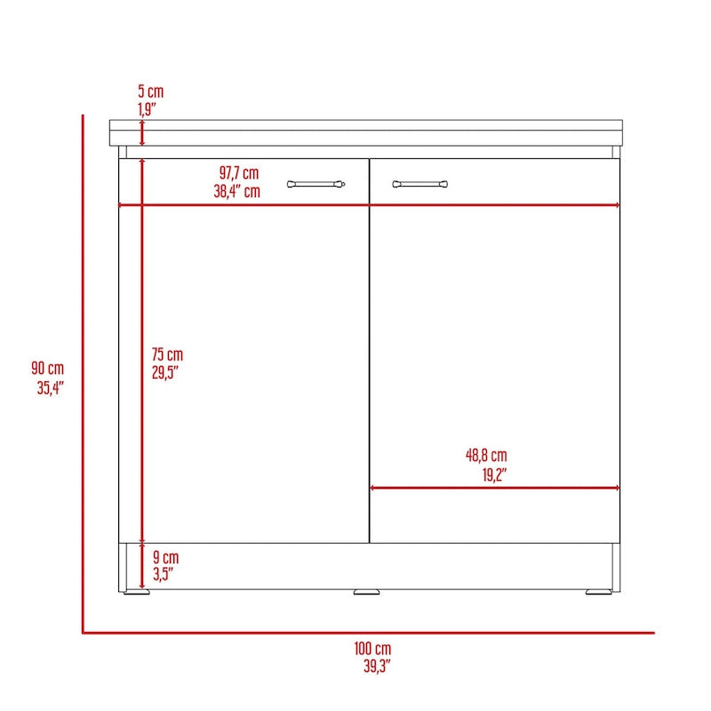 Meuble sous-évier avec lavabo utilitaire à 2 portes rectangulaire Brookeline