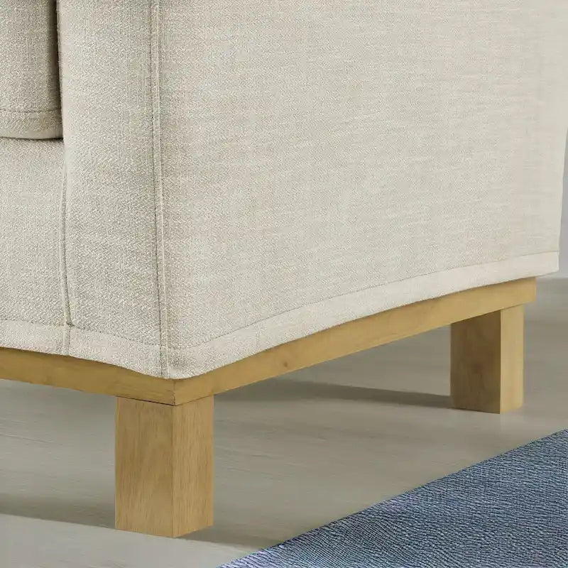 Canapé 3 places rembourré Jolene avec piètement en bois et coussins décoratifs