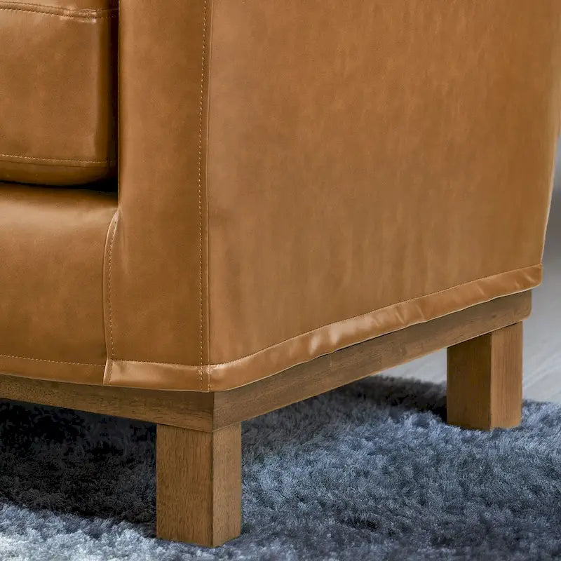 Canapé 3 places rembourré Jolene avec piètement en bois et coussins décoratifs