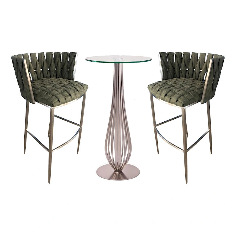Table de pub avec tabourets de bar assortis de 76 cm Barcelone 3 pièces