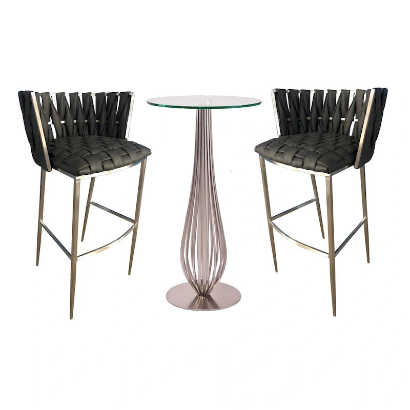Table de pub avec tabourets de bar assortis de 76 cm Barcelone 3 pièces