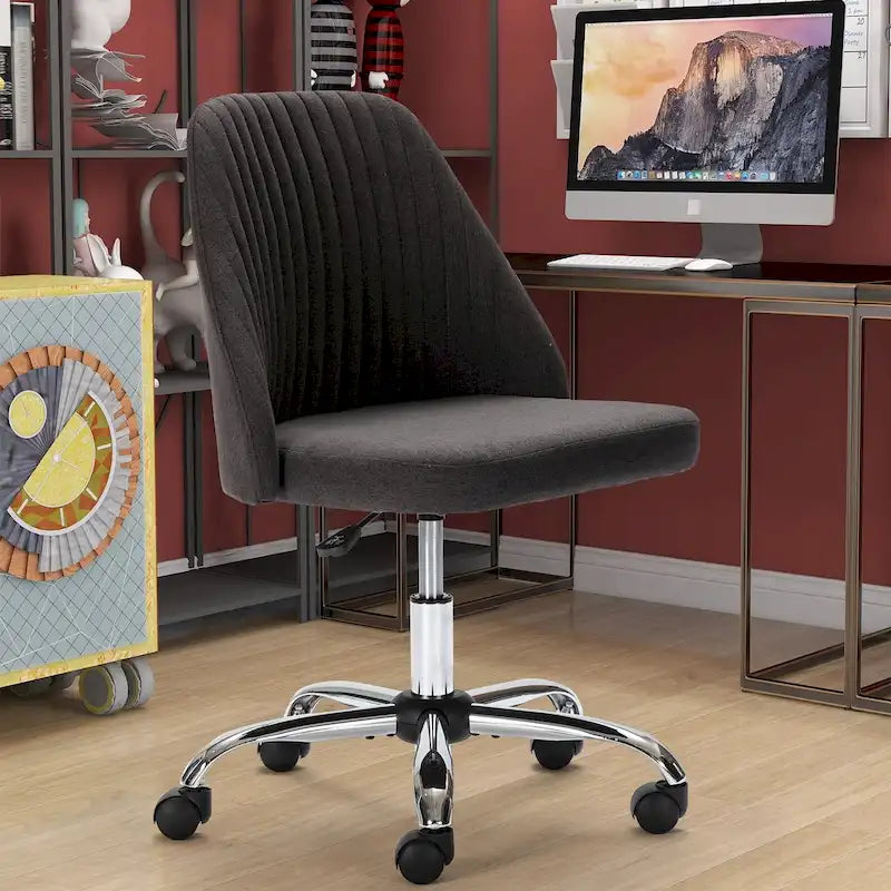 Chaise de bureau, chaise de vanité moderne et mignonne pivotante à roulettes, sans accoudoirs pour la maison, les chambres, le bureau, l'étude, les étudiants