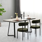 Lot de 2 chaises de salle à manger en tissu bouclette, chaises modernes incurvées avec dossier, chaises de cuisine rembourrées et rondes