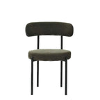 Lot de 2 chaises de salle à manger en tissu bouclette, chaises modernes incurvées avec dossier, chaises de cuisine rembourrées et rondes