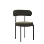 Lot de 2 chaises de salle à manger en tissu bouclette, chaises modernes incurvées avec dossier, chaises de cuisine rembourrées et rondes
