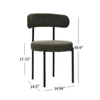 Lot de 2 chaises de salle à manger en tissu bouclette, chaises modernes incurvées avec dossier, chaises de cuisine rembourrées et rondes