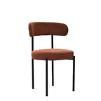 Lot de 2 chaises de salle à manger en tissu bouclette, chaises modernes incurvées avec dossier, chaises de cuisine rembourrées et rondes