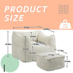 Pouf carré sans accoudoirs en tissu bouclé avec ottoman