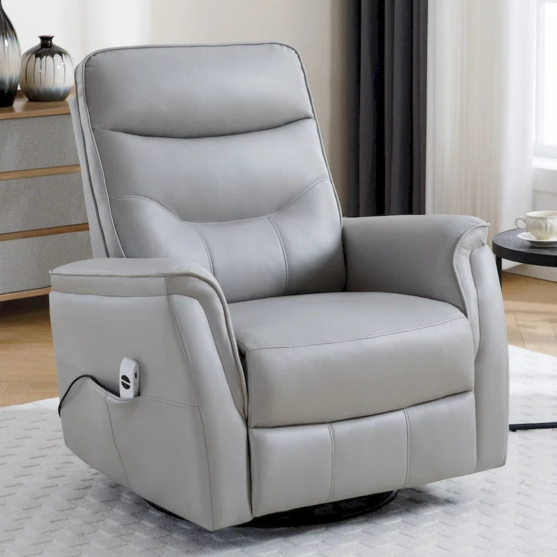Fauteuil inclinable pivotant en similicuir avec port USB et fonction de planeur