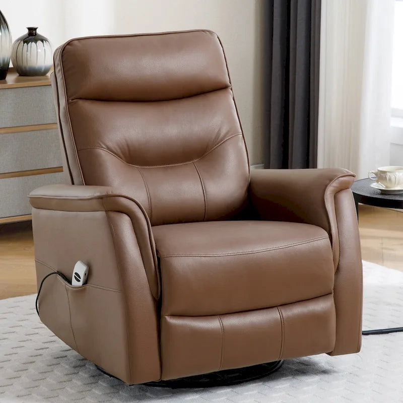 Fauteuil inclinable pivotant en similicuir avec port USB et fonction de planeur