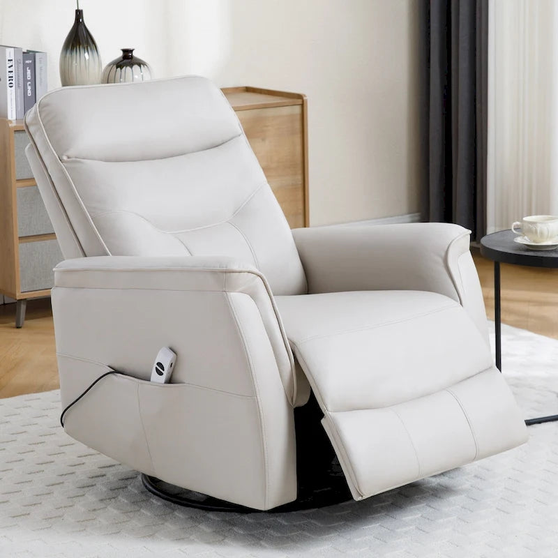 Fauteuil inclinable pivotant en similicuir avec port USB et fonction de planeur