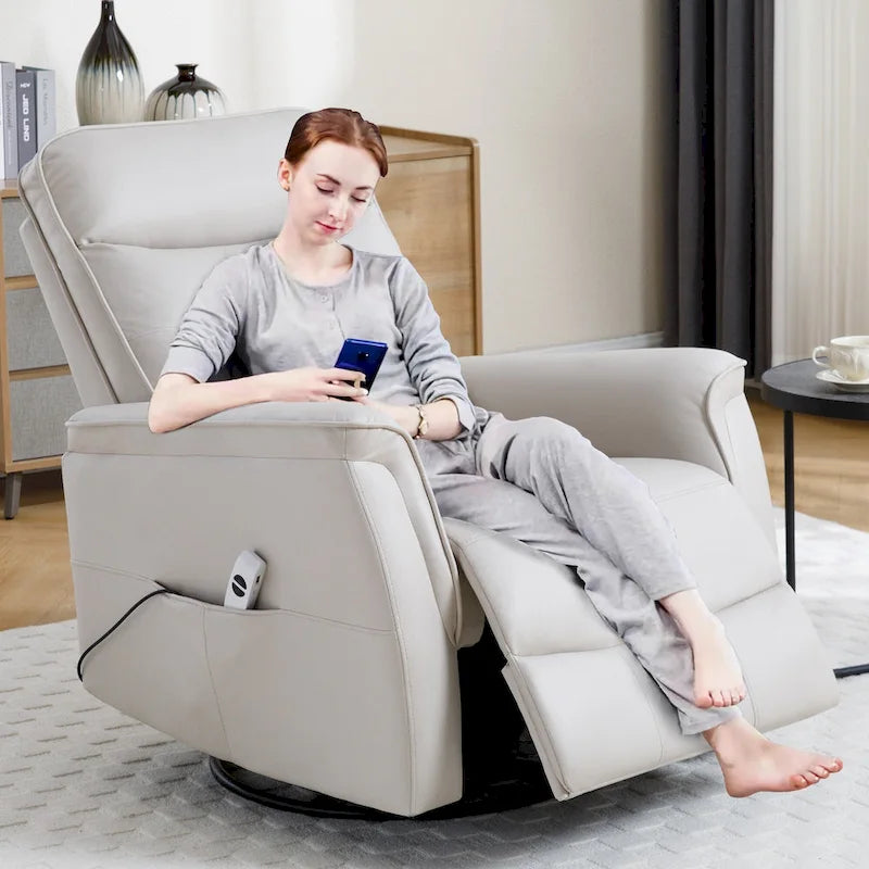 Fauteuil inclinable pivotant en similicuir avec port USB et fonction de planeur