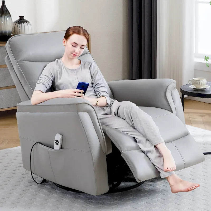 Fauteuil inclinable pivotant en similicuir avec port USB et fonction de planeur