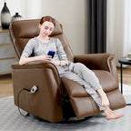 Fauteuil inclinable pivotant en similicuir avec port USB et fonction de planeur