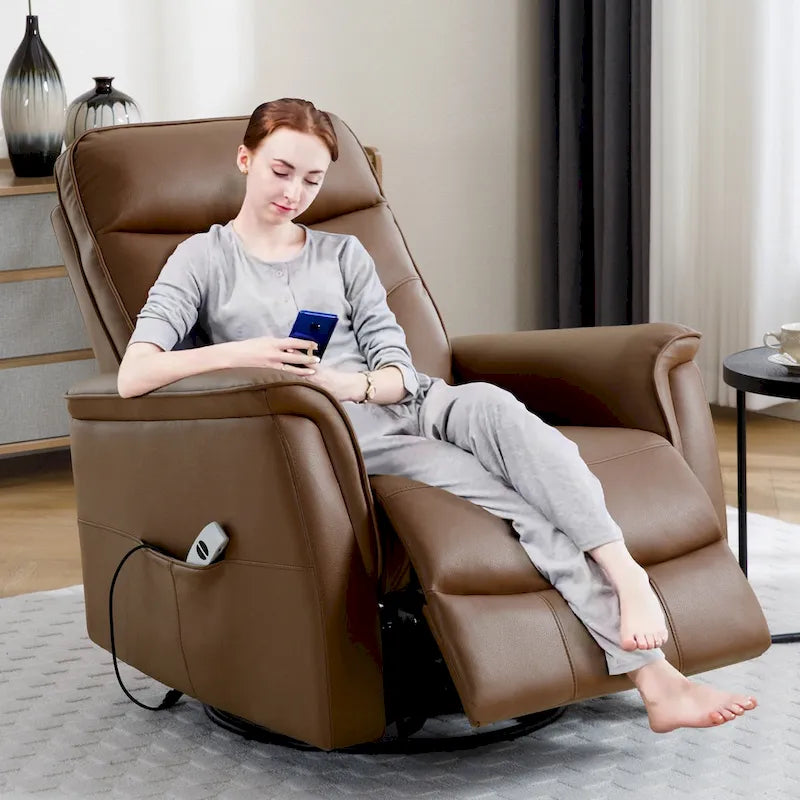 Fauteuil inclinable pivotant en similicuir avec port USB et fonction de planeur