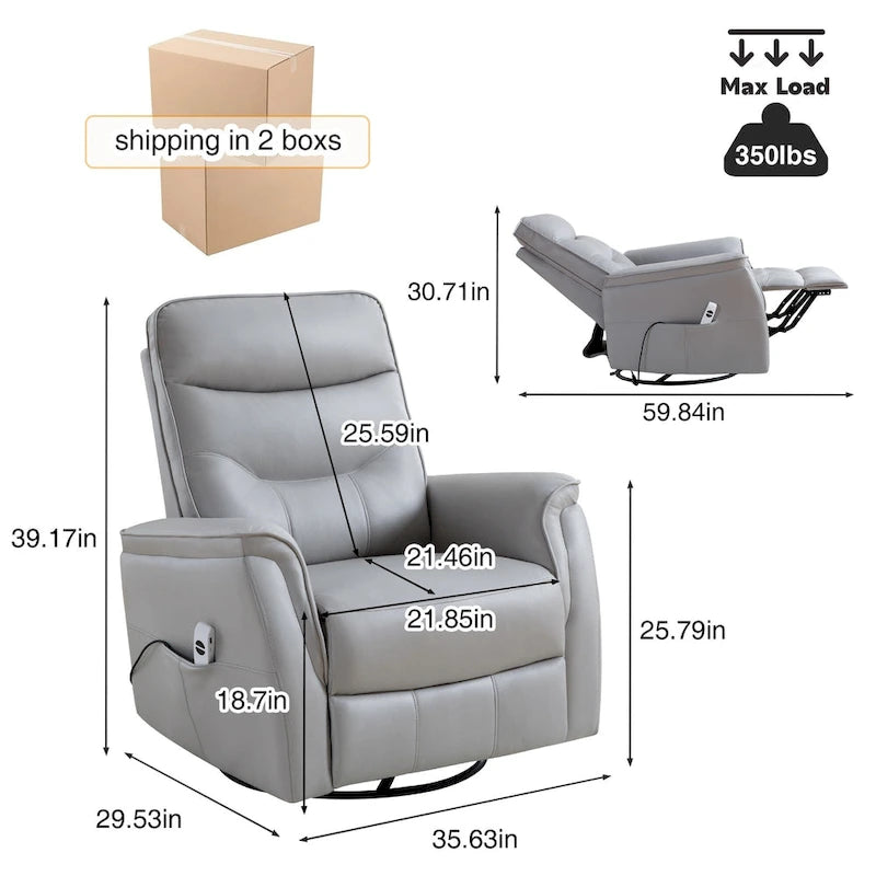 Fauteuil inclinable pivotant en similicuir avec port USB et fonction de planeur