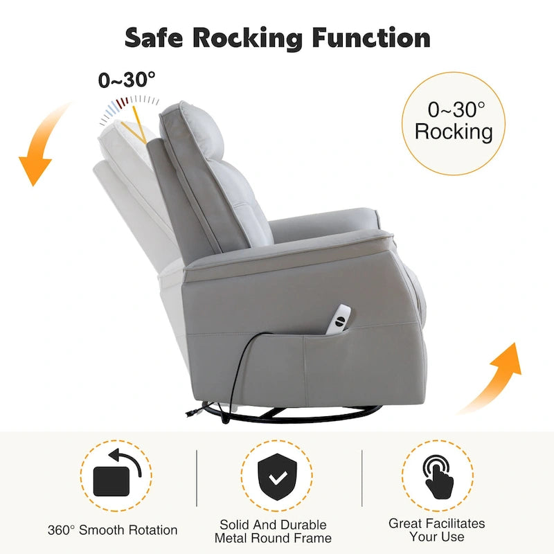Fauteuil inclinable pivotant en similicuir avec port USB et fonction de planeur