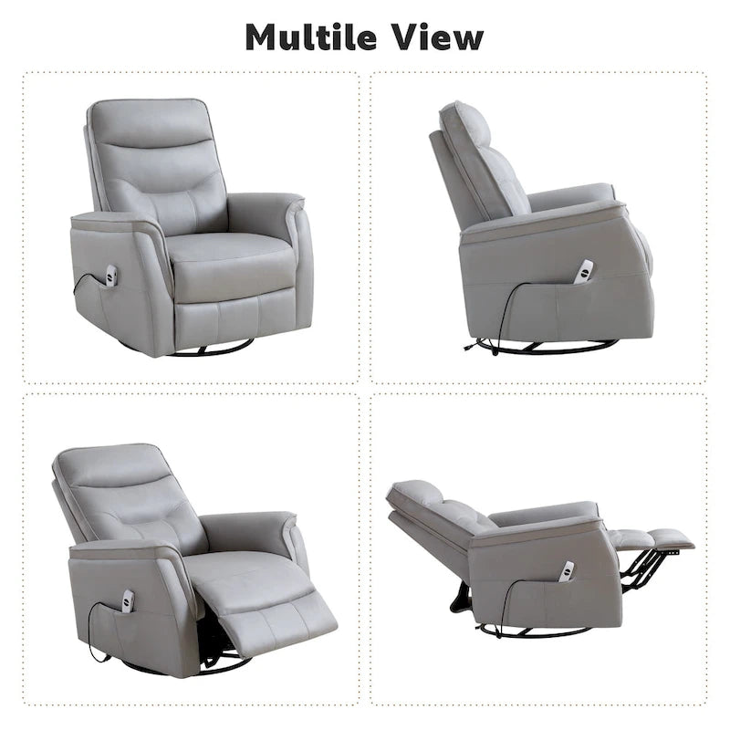 Fauteuil inclinable pivotant en similicuir avec port USB et fonction de planeur