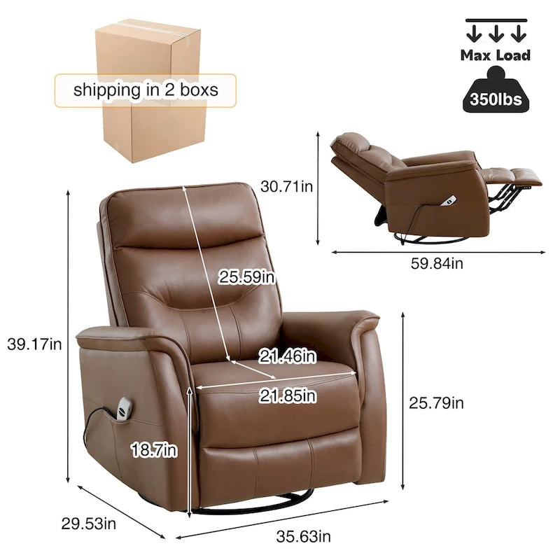 Fauteuil inclinable pivotant en similicuir avec port USB et fonction de planeur