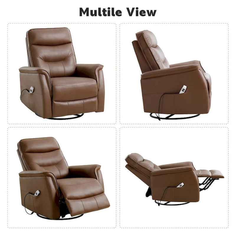 Fauteuil inclinable pivotant en similicuir avec port USB et fonction de planeur
