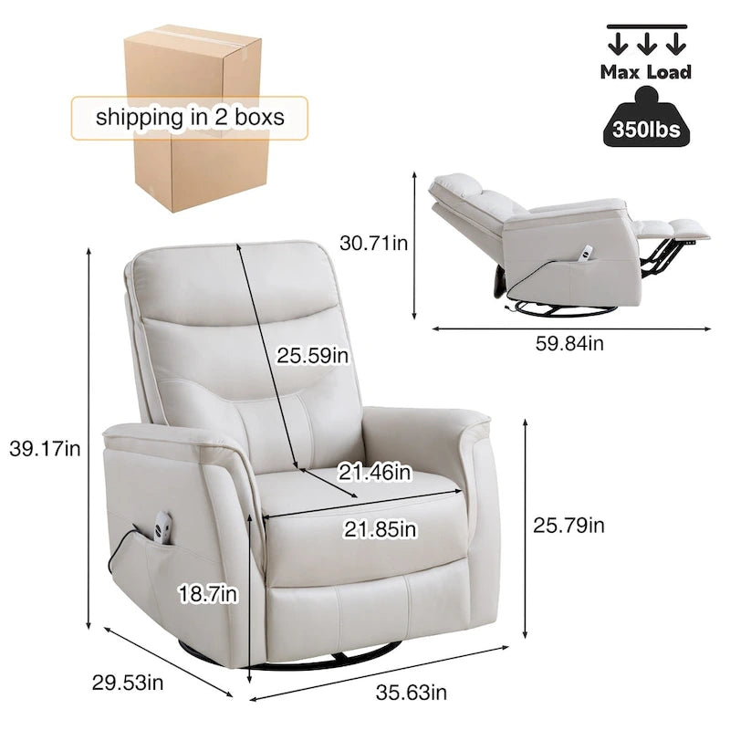 Fauteuil inclinable pivotant en similicuir avec port USB et fonction de planeur