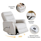 Fauteuil inclinable pivotant en similicuir avec port USB et fonction de planeur