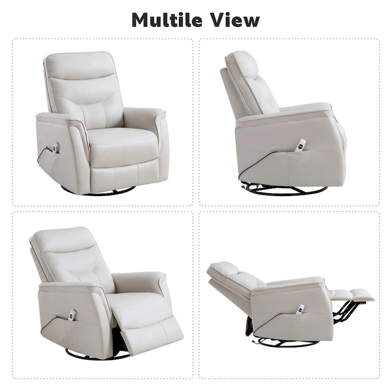 Fauteuil inclinable pivotant en similicuir avec port USB et fonction de planeur